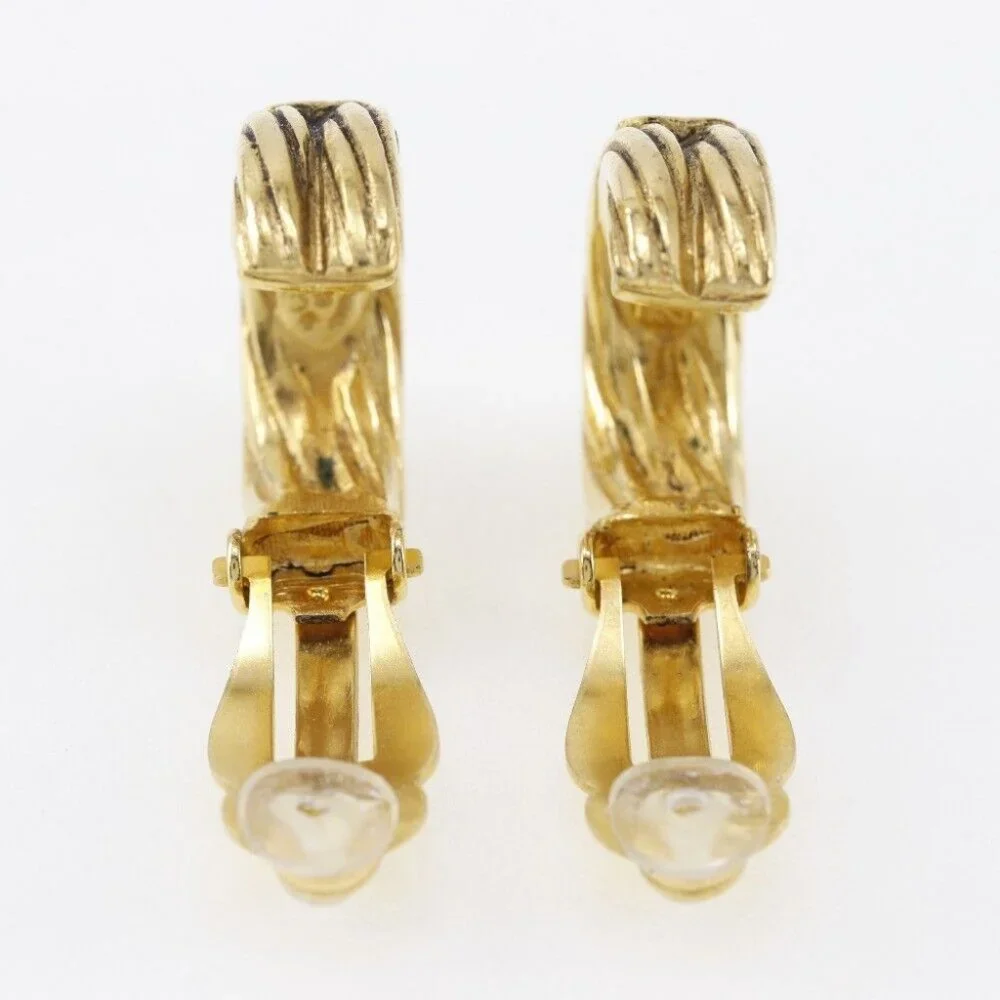 CHANEL Earring Plated Gold 11g Women - Picture 8 of 9